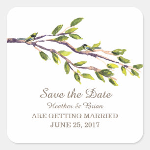 Brushed Branches Save the Date Stickers