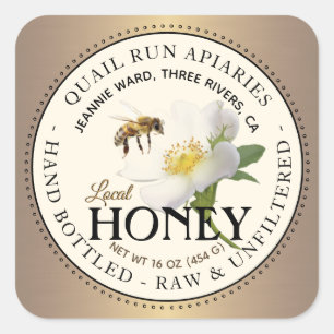 Brushed Bronze Wild Rose & Bee Honey Label