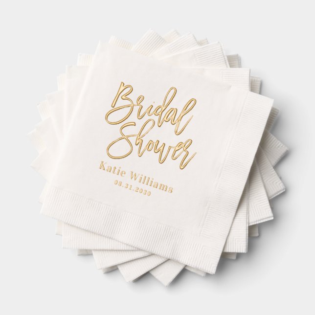 Brushed Calligraphy Bridal Shower Foil Napkins (Insitu (Stacked))