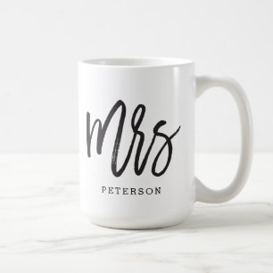 Brushed Calligraphy Mrs Wedding Bride Mug