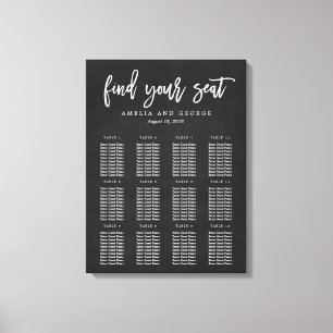 Brushed Calligraphy Seating Chart Wrapped Canvas