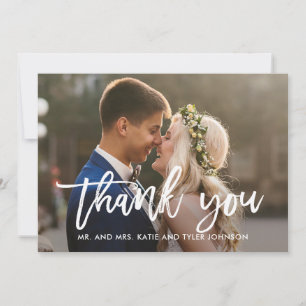 Brushed Calligraphy Wedding Thank You Photo Card