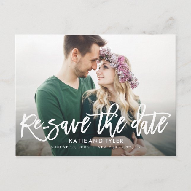 Brushed Charm CUSTOM COLOR Wedding Update Postcard (Front)