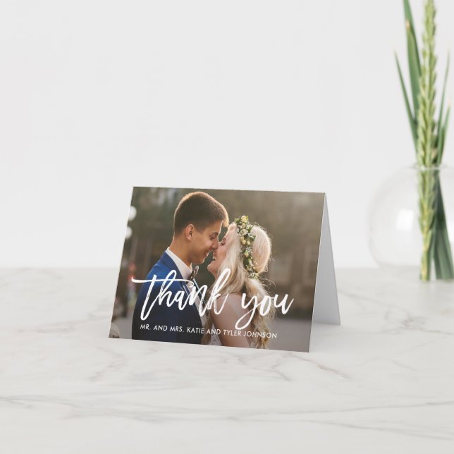 Brushed Charm EDITABLE COLOR Thank You Card (Front)