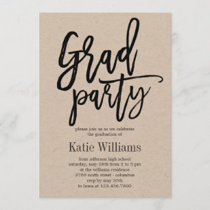 Brushed Charm Graduation Party Invitation Kraft