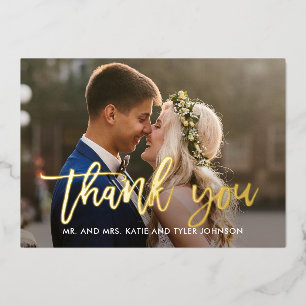 Brushed Charm REAL FOIL Photo Thank You Card