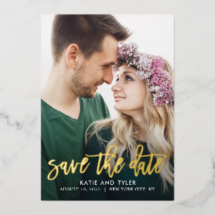 Brushed Charm REAL FOIL Save The Date Card
