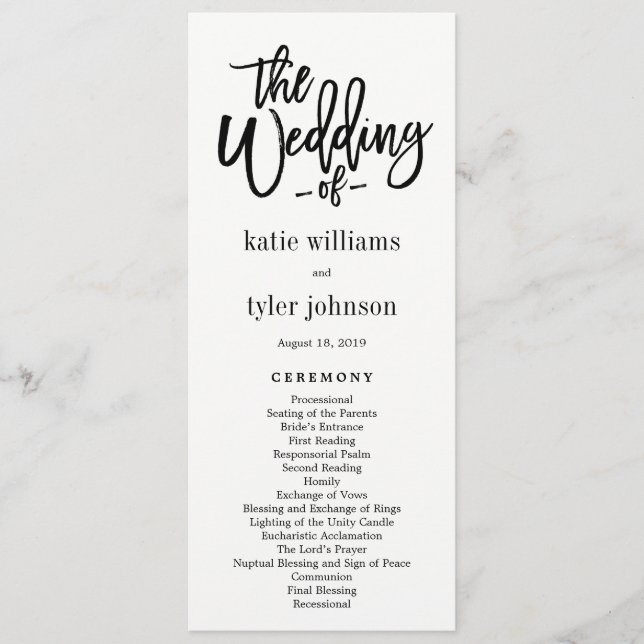 Brushed Charm Wedding Ceremony Program Programme (Front)
