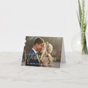 Brushed Charm Wedding Thank You Card Faux Gold