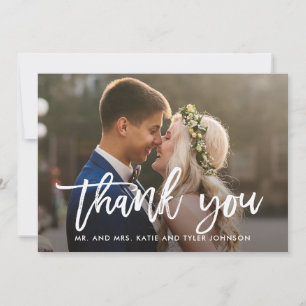 Brushed Charm Wedding Thank You Photo Card White