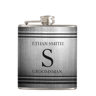 Brushed Chrome Sleek Personalised Flask for HIM