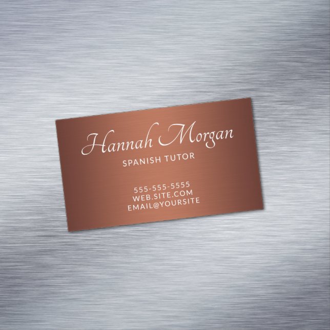 Brushed Copper Elegant Ombre Magnetic Business Card (In Situ)