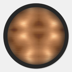 Brushed Copper Look Classic Round Sticker