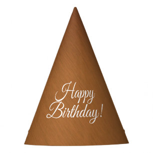 Brushed Copper Look Happy Birthday Party Hat