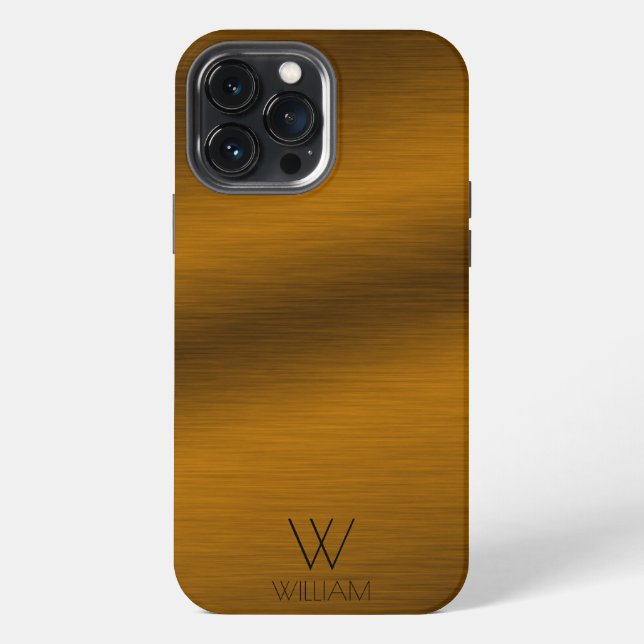 Brushed Copper Minimalist Personalised Monogram iPhone Case (Back)