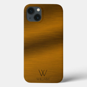 Brushed Copper Minimalist Personalized Monogram iPhone 13 Case