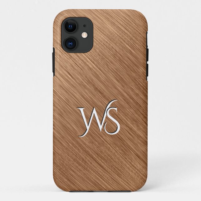 Brushed Copper Monogrammed Case-Mate iPhone Case (Back)