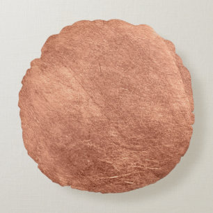 Brushed copper surface, metallic texture. round cushion