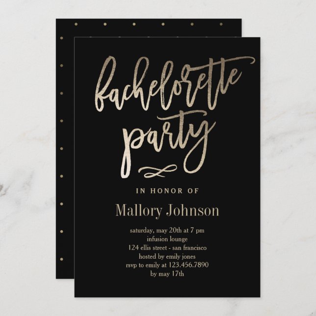 Brushed Glimmer Bachelorette Party Invitation (Front/Back)