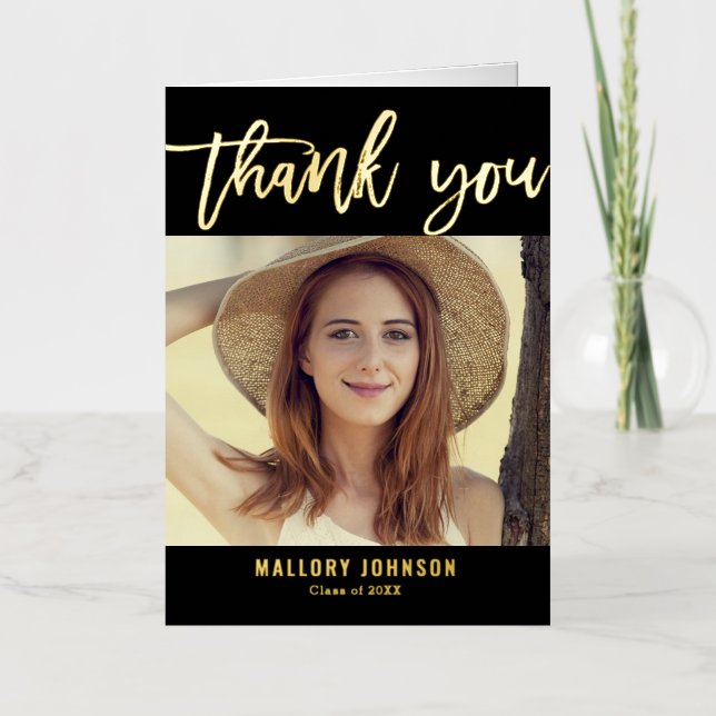 Brushed Glimmer FOIL Graduation Thank You Card (Front)