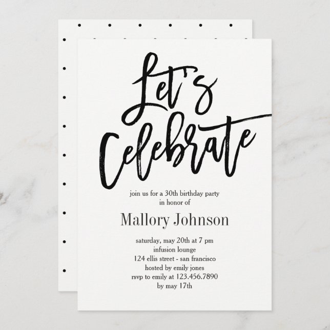 Brushed Glimmer Let's Celebrate Party Invitation (Front/Back)