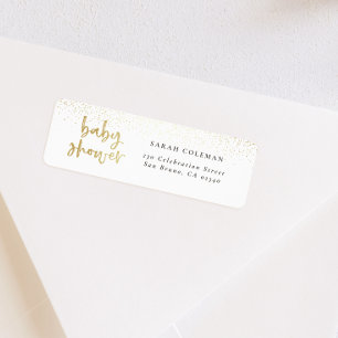 Brushed Gold Baby Shower Return Address