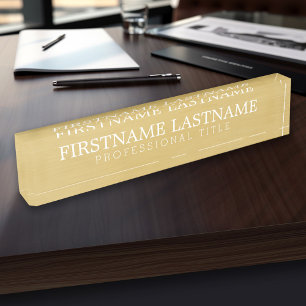 Brushed Gold - Basic Name and Professional Title Nameplate