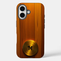 Brushed Gold Disc on Amber Wood