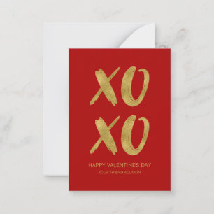 Brushed Gold Foil XOXO Classroom Valentine Card