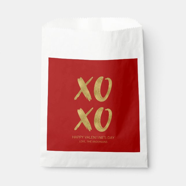 Brushed Gold Foil XOXO Valentine Favour Bag (Front)