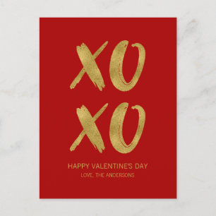 Brushed Gold Foil XOXO Valentine Postcard