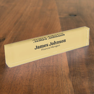 Brushed Gold Retro Bold Serif Desk Name Plate