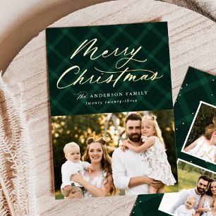 Brushed Green Plaid Merry Christmas 3 Photo