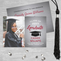 Brushed Grey Ombre, Red and White Graduation Photo