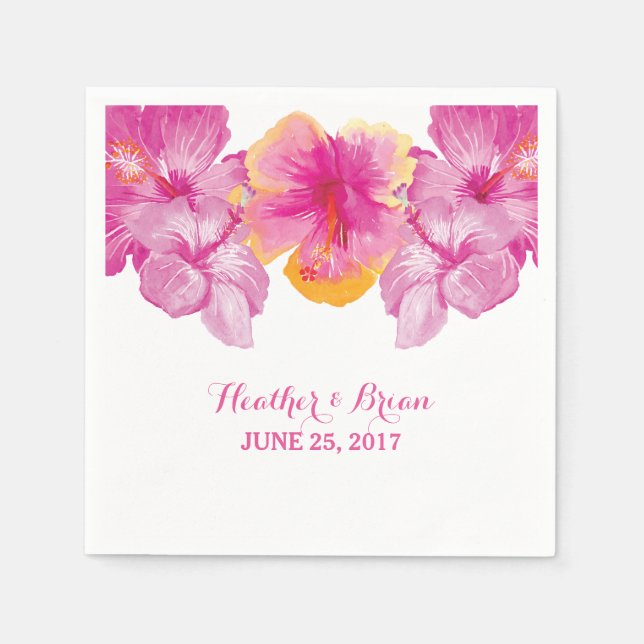 Brushed Hibiscus Floral Paper Napkins (Front)