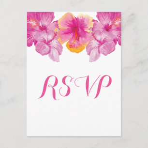 Brushed Hibiscus Floral RSVP Postcard
