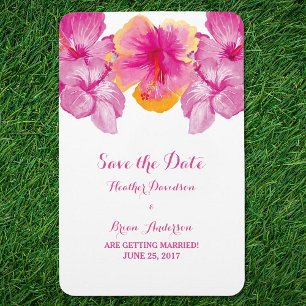 Brushed Hibiscus Floral Save the Date Flexi Magnet
