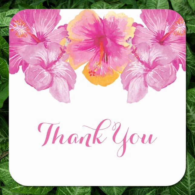 Brushed Hibiscus Floral Thank You Stickers (Creator Uploaded)