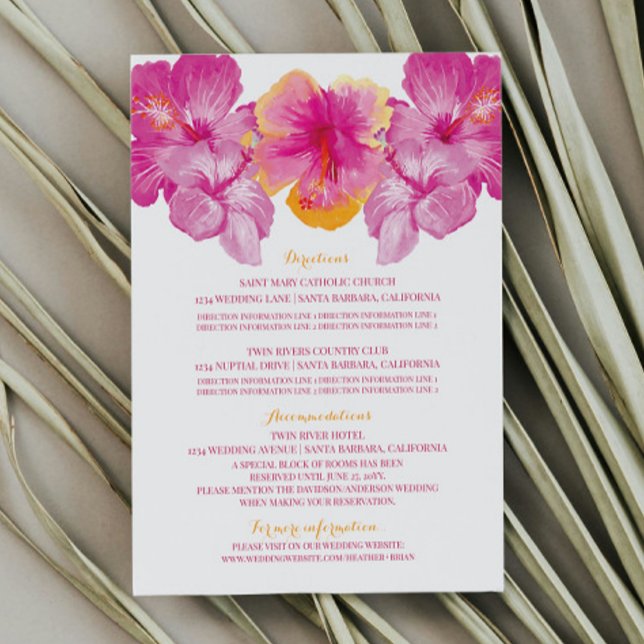 Brushed Hibiscus Floral Wedding Details Enclosure Card (Brushed Hibiscus Floral Wedding Details Enclosure Card)