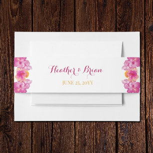 Brushed Hibiscus Floral Wedding Invitation Belly Band