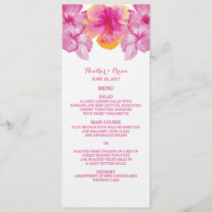 Brushed Hibiscus Floral Wedding Menu