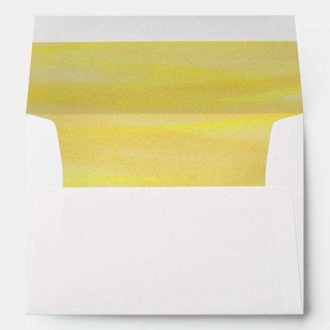 Brushed Lemon Yellow Ombre Watercolor Lined Envelope (Back (Bottom))