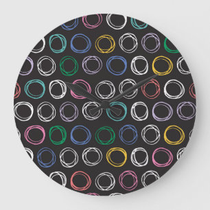Brushed Lines: Hand Drawn Seamless Design Large Clock