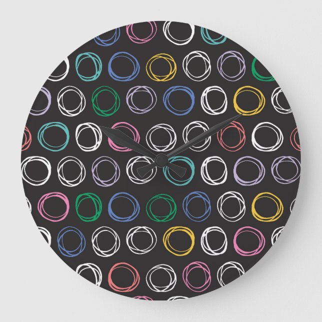 Brushed Lines: Hand Drawn Seamless Design Large Clock (Front)