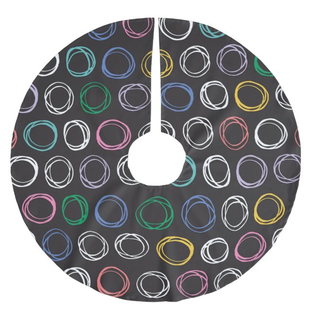 Brushed Lines: Hand Drawn Seamless Design Polyester Tree Skirt (Front)