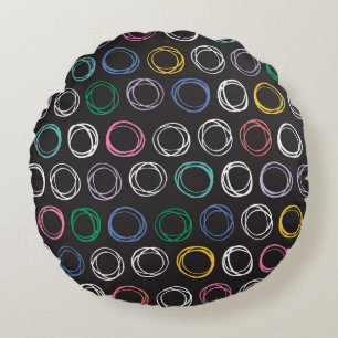 Brushed Lines: Hand Drawn Seamless Design Round Cushion