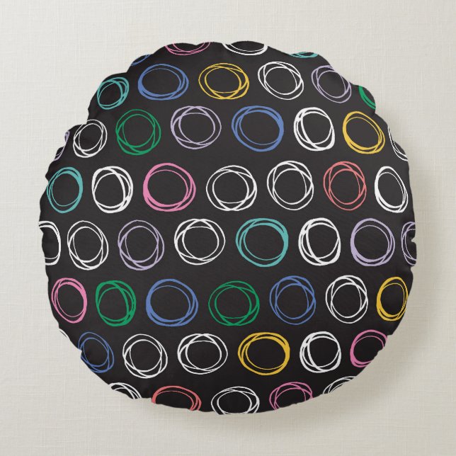 Brushed Lines: Hand Drawn Seamless Design Round Cushion (Front)