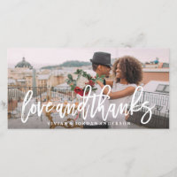 Brushed Love and Thanks Wedding Photo Card