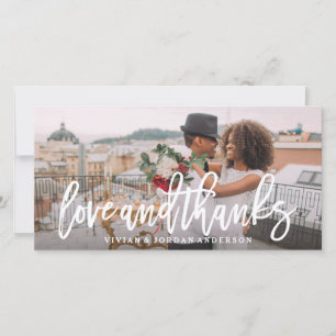 Brushed Love and Thanks Wedding Photo Card