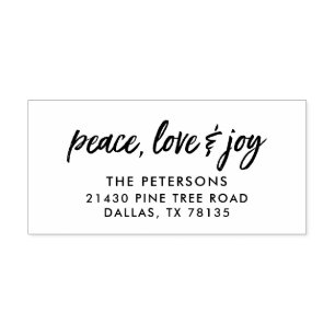 Brushed Love, Peace and Joy Holiday Return Address Self-inking Stamp